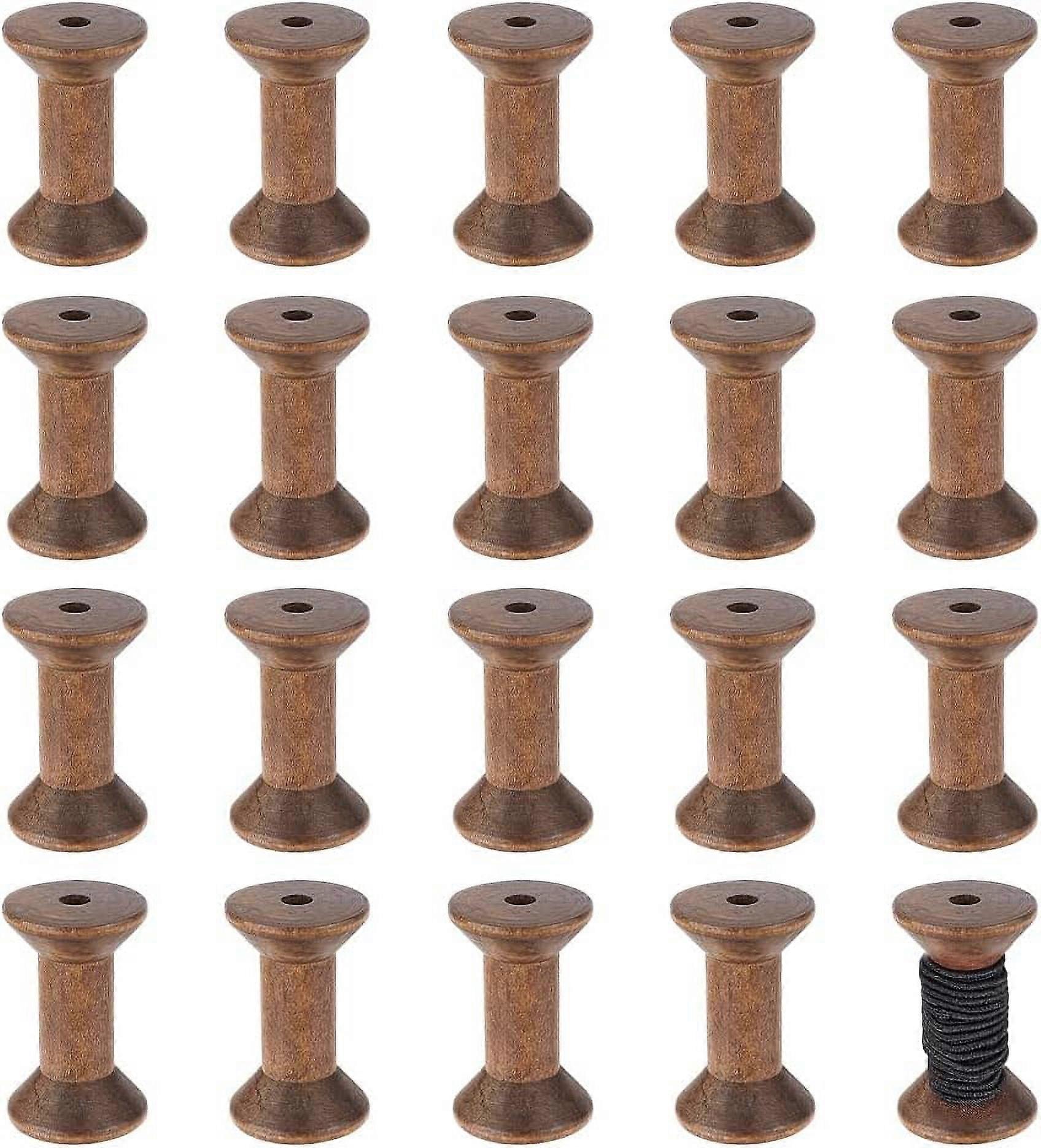 16pc Antique Empty Thread Spools, 1.87" Wooden Empty Spools Wooden Ribbon Spools Bobbins for Wire Weaving Arts DIY Wood Projects