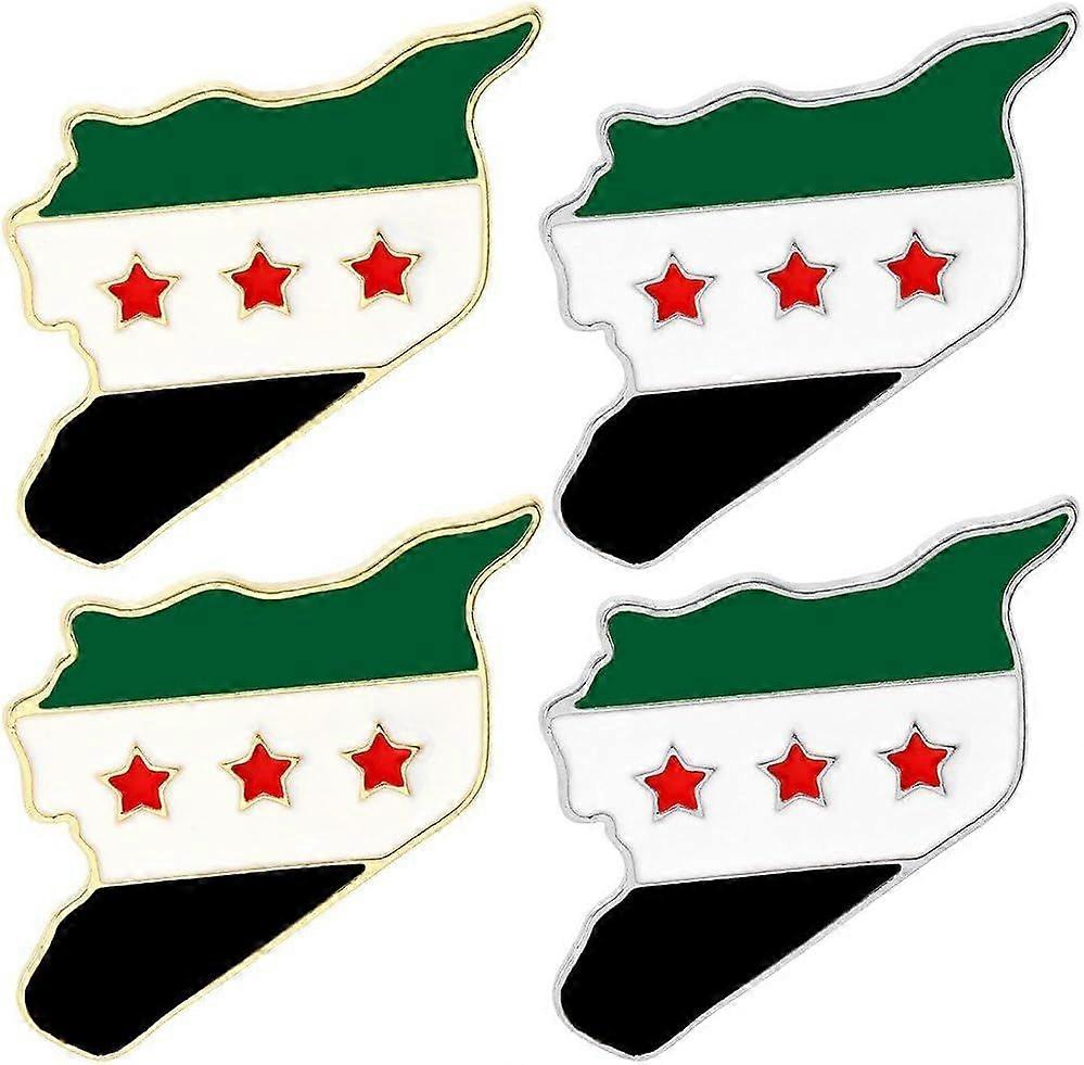 4pcs Syrian Flag Brooch Pins Syria Flag Brooch Pin Badge Metal Lapel Pin Vintage Metal Badge Brooch Clothes Lapel Pins for Men Woman