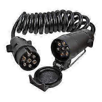 3 Meters 7Pin Trailer Extension Coiled Cable with Trailer Plug Socket Connector, 7 Core RV Electric