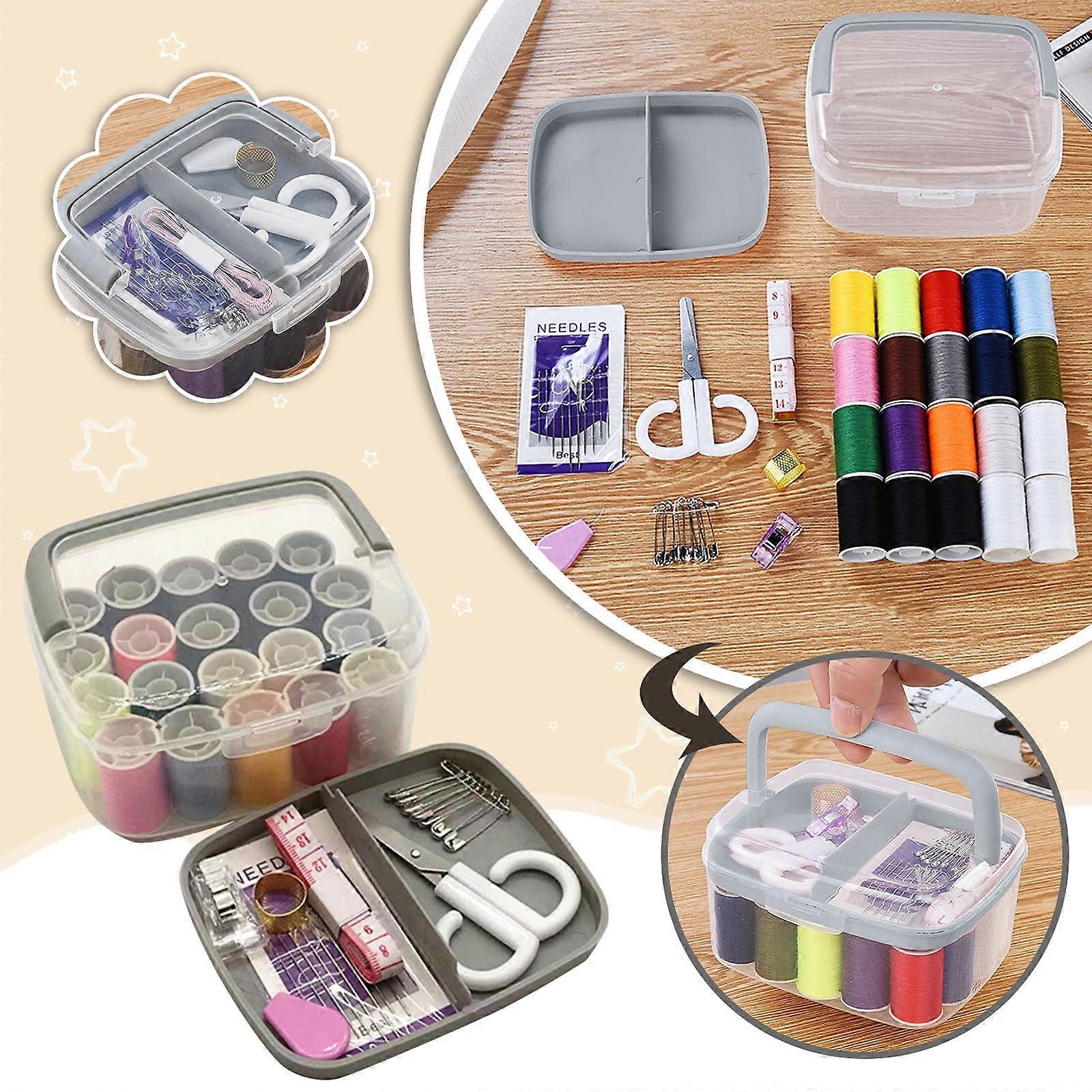 Meiiso Sewing Kit with Case - Portable Needle and Thread Set for Home, Adults, Beginners, Emergency; Includes Scissors, Thread, Needles, Measure
