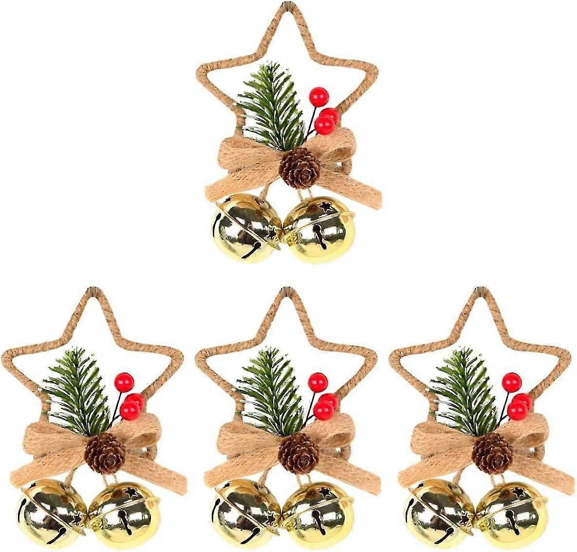 4 Pcs Xmas Bell Bowknot Tree For Pendant