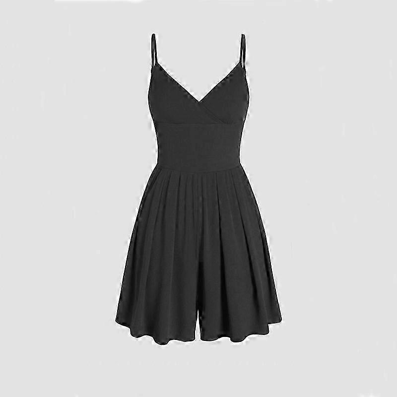 Women's Jumpsuit Solid Color Textured Fabric Deep V Neck Pleated Elastic Shaping Jumpsuit