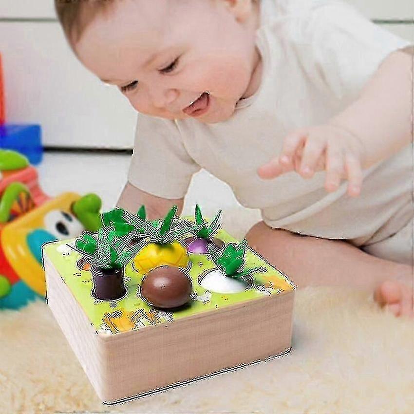 Wooden Carrot Pull Toy for Babies, Farm Theme, Cognitive Development