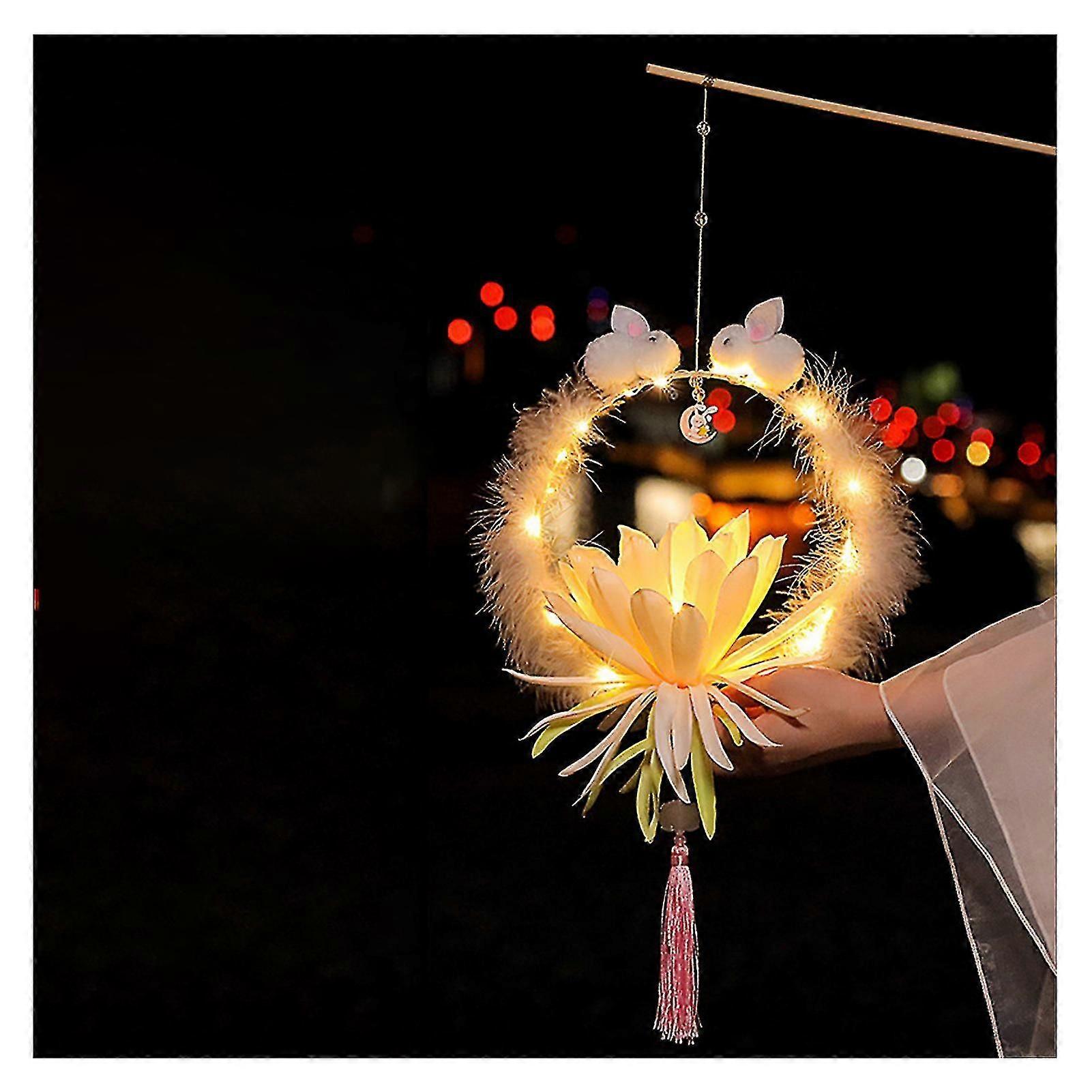 Festival Lantern For Kids Led Diy Lantern With Tassels Cute Rabbit Toy With Portable Handle Stick Diy Fes