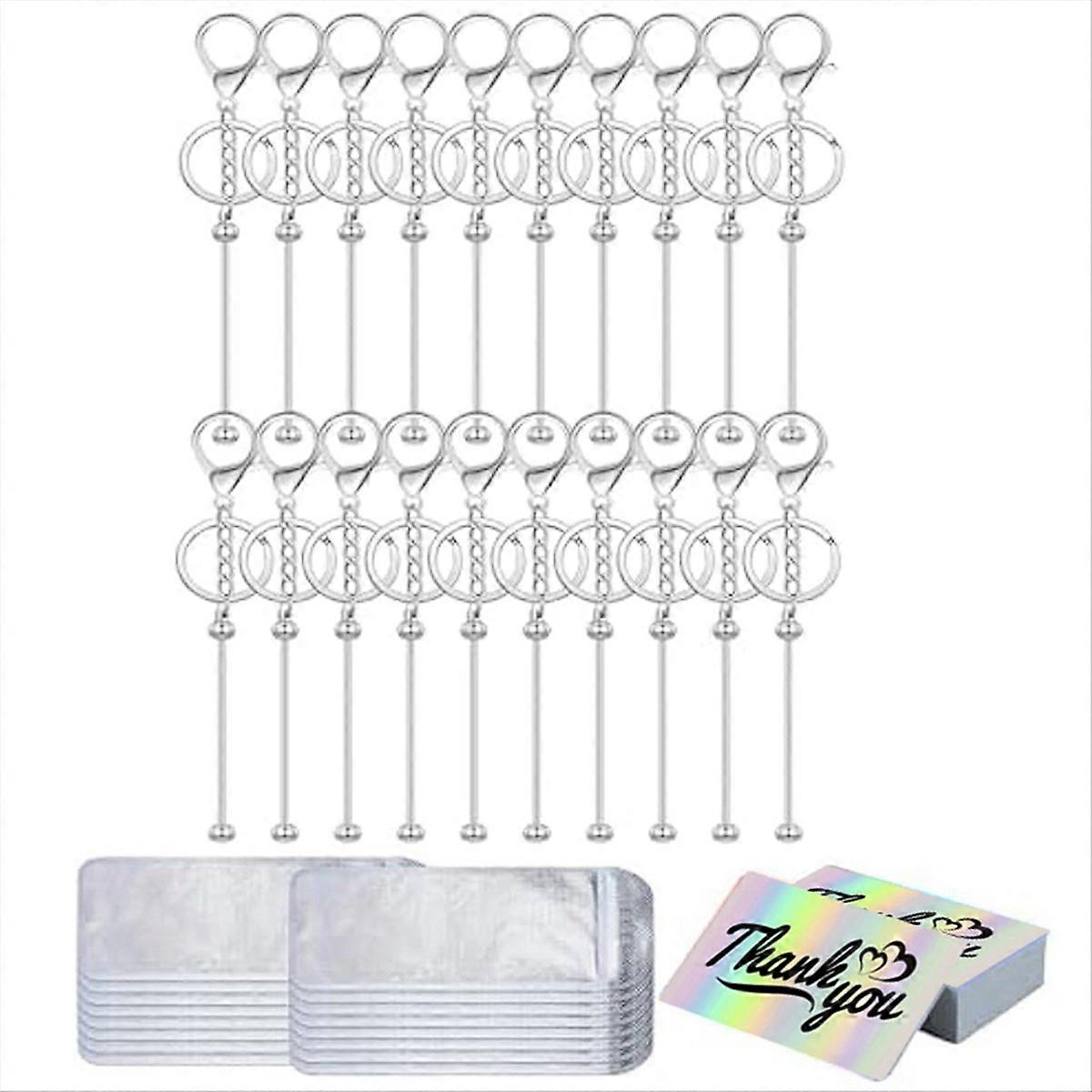 60Pcs Beadable Keychain Bars Blank DIY Keychains Bar for Women Man