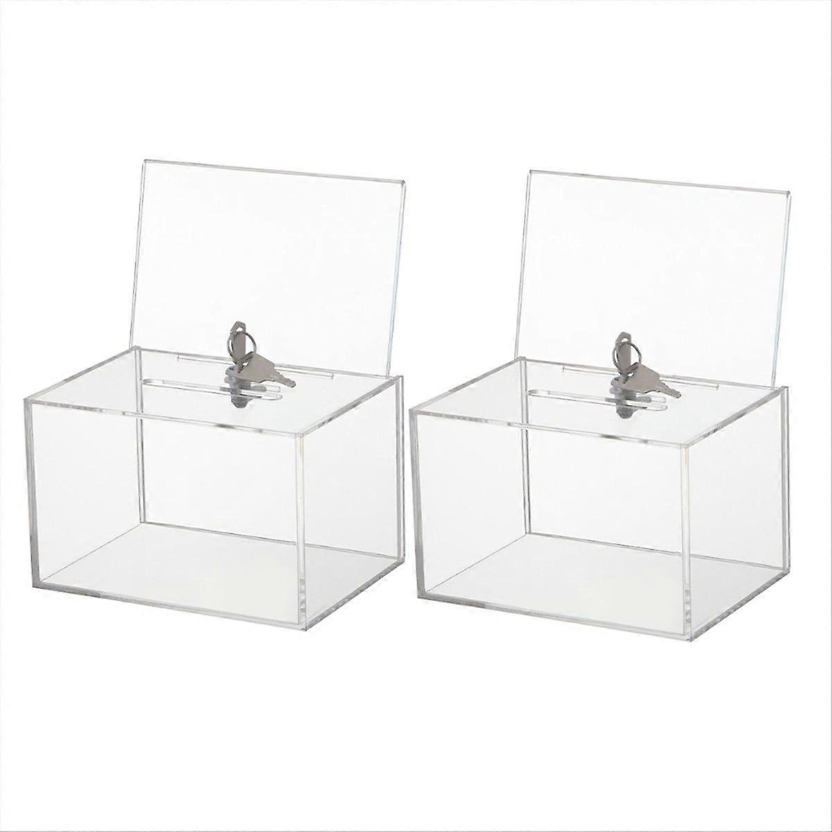 Transparent Donation Box with Lock Money Collection Box Ballot Box