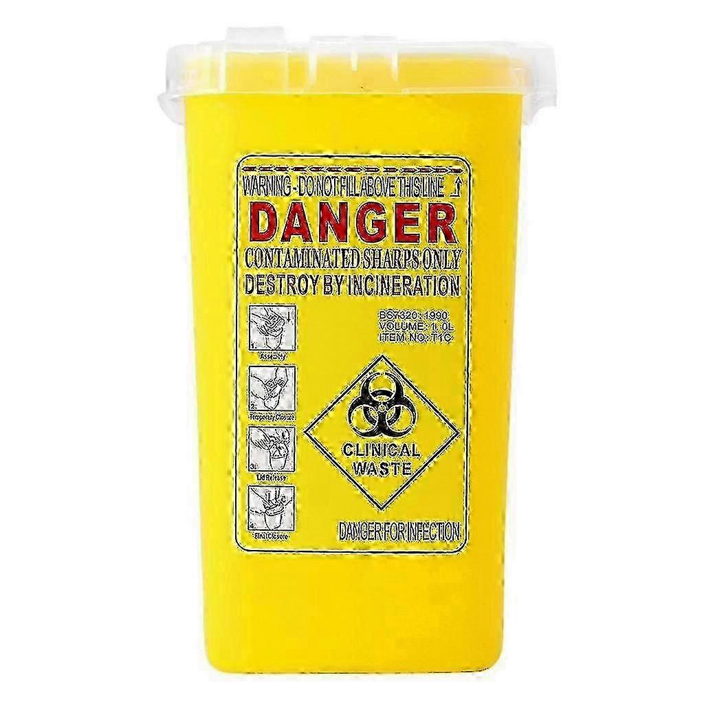 1L Sharps Container for Biohazard Waste Disposal - Medical Needle Collecting Box