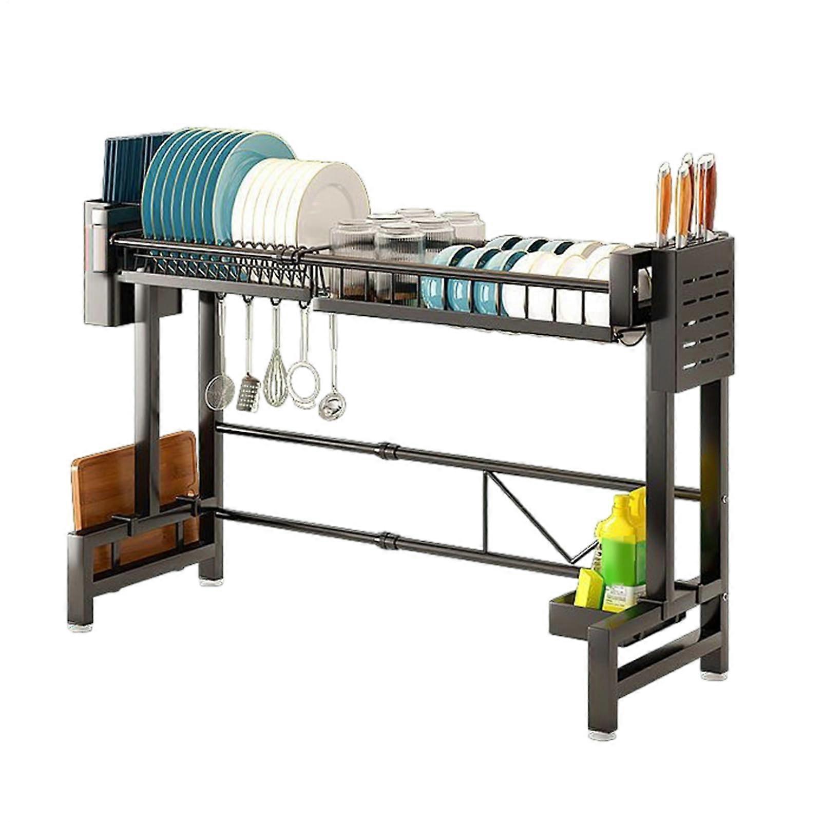 Dish Racks for Kitchen Counter 2Tier Sink Organizer Adjustable Drainer Shelf Holds Plates Bowls Cloths Single Layer