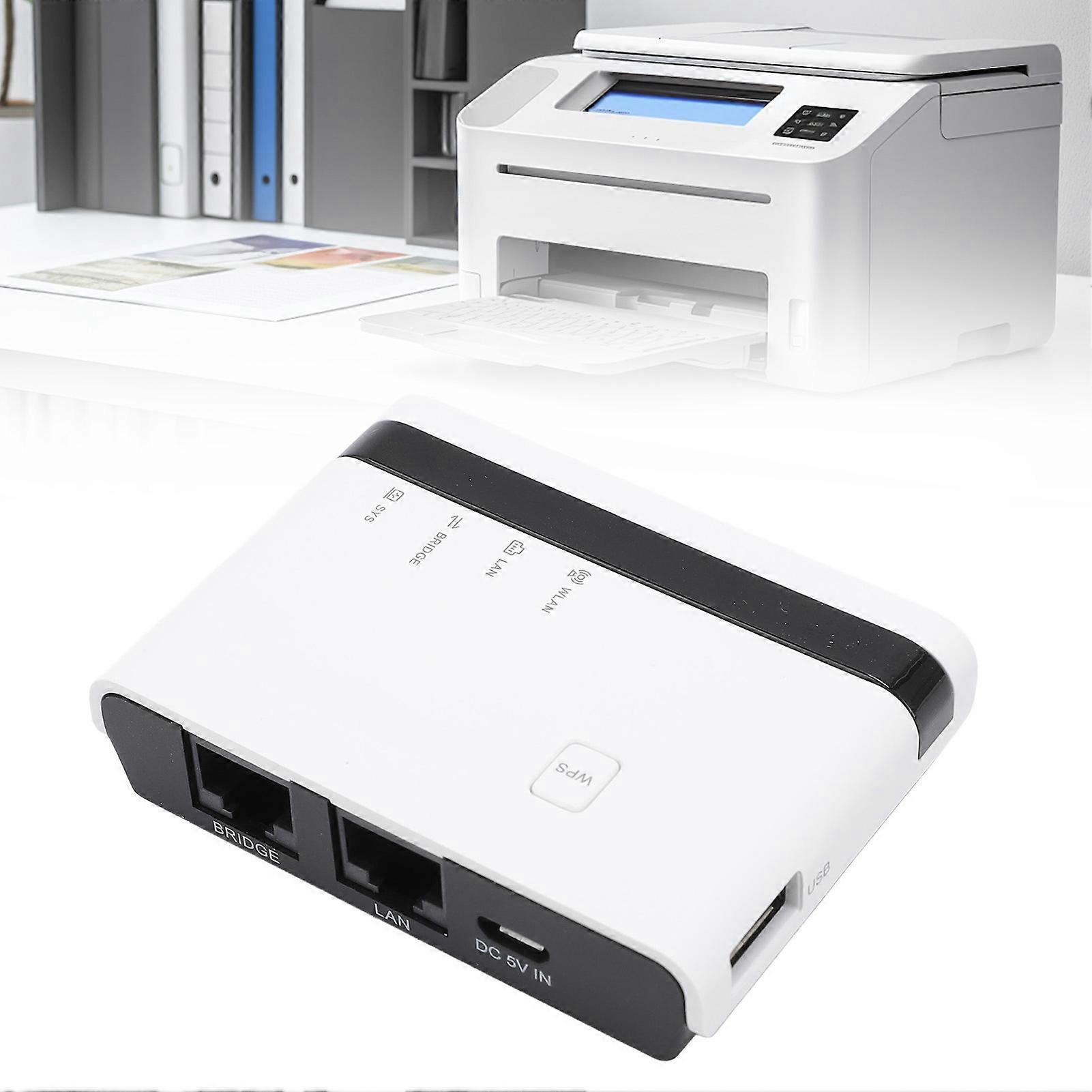 USB Print Server 10/100Mbps LAN Bridge Sharing Wired Wireless Standalone Modes Print Server Plug and Play Support 4 Printers EU Plug 