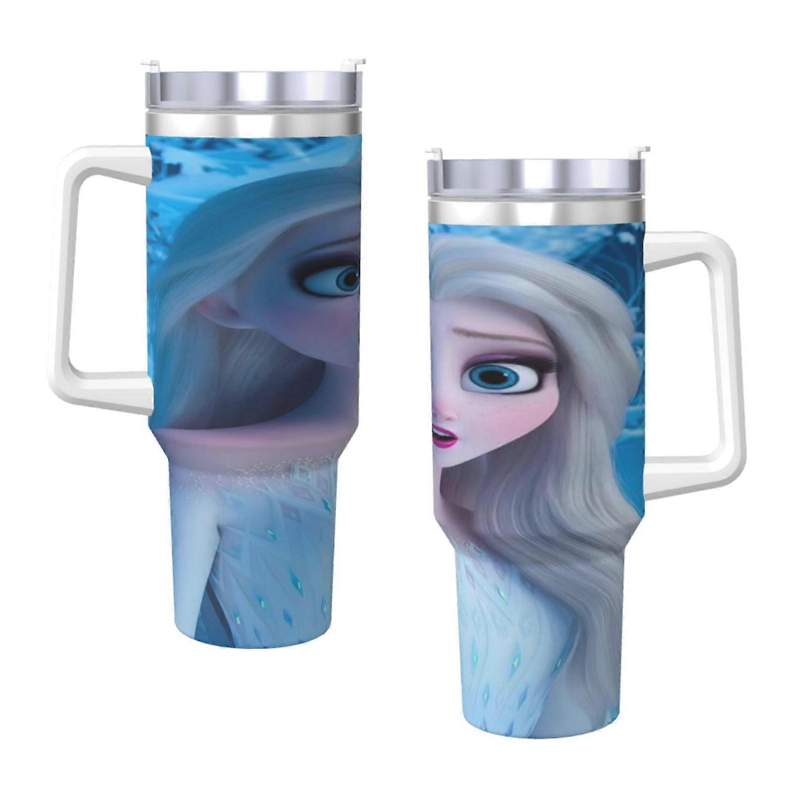 Gobelet isotherme Frozen de 1,2 L (40 oz) avec poignée et paille, étanche et doté d'un couvercle et d'une paille. Fabriqué en acier inoxydable et compatible avec les porte-gobelets.