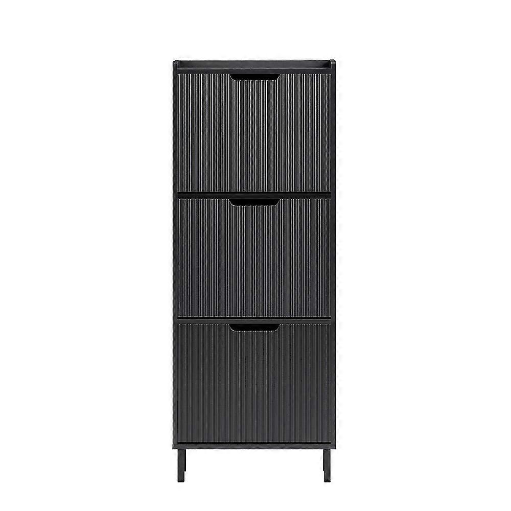 Narrow Shoe Rack with 3 Flip Drawers Slim Wooden Shoe Storage Cupboard for Hallway Entrance Foyer or