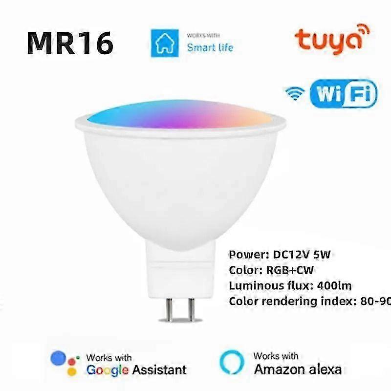 25-26 Tuya Zigbee / WIFI Ampoule Intelligente GU10 / GU5.3 / MR16 RGB Lampe LED à intensité variable 5W Smart Life Spotlight Contrôle via Al