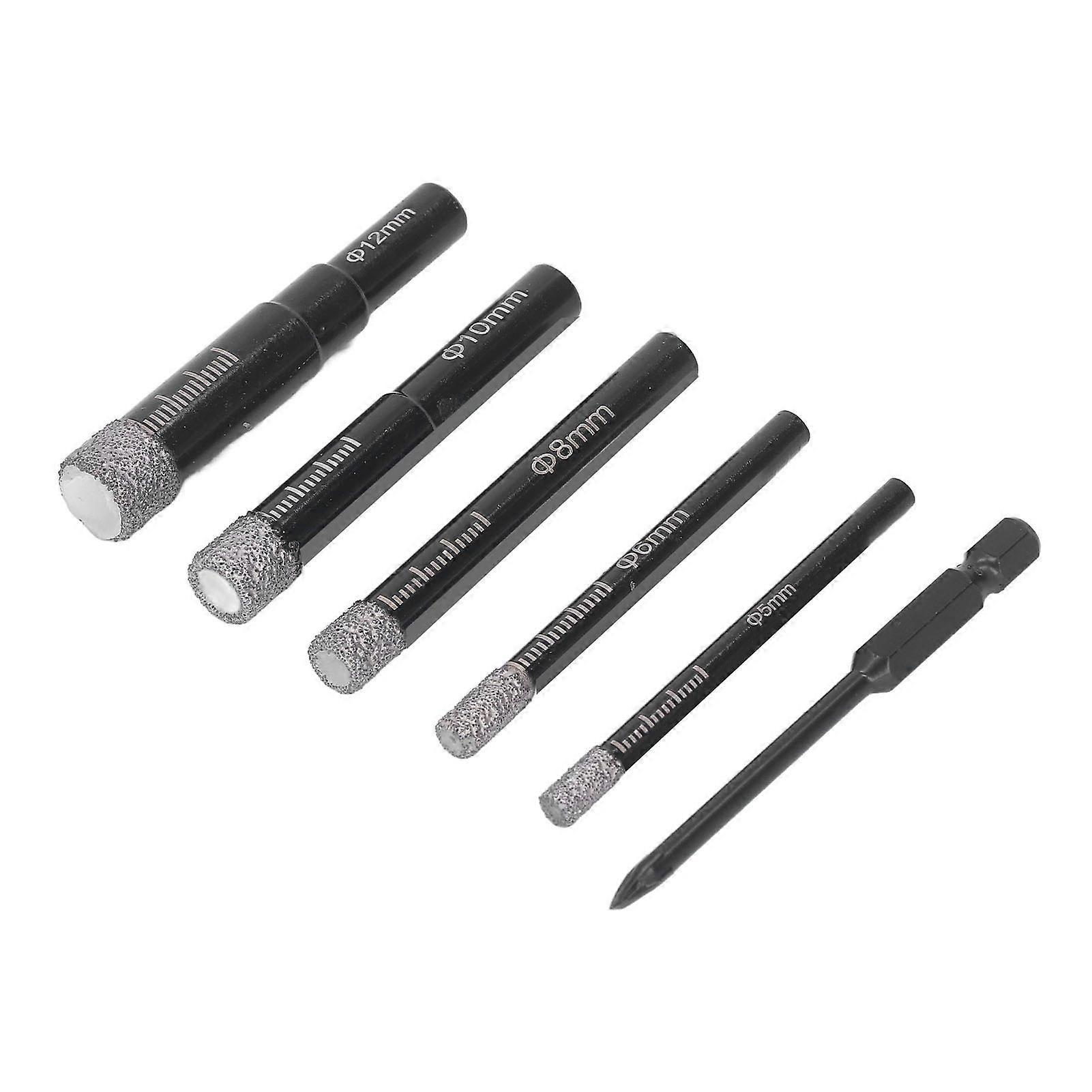 6Pcs Diamond Hole Saw Drill Bit Universal Round Shank Drilling Tool for Tile Glass
