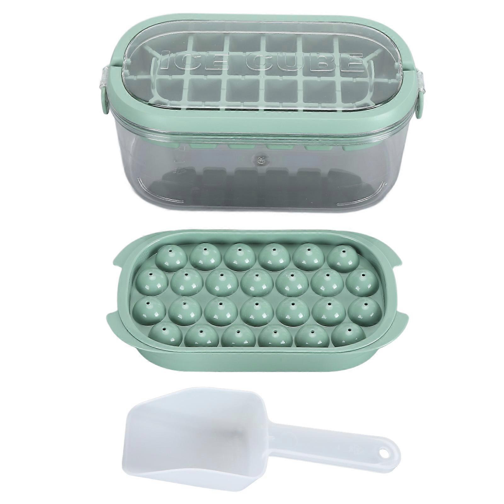 Stackable ice tray for freezer - makes 28 square cubes green