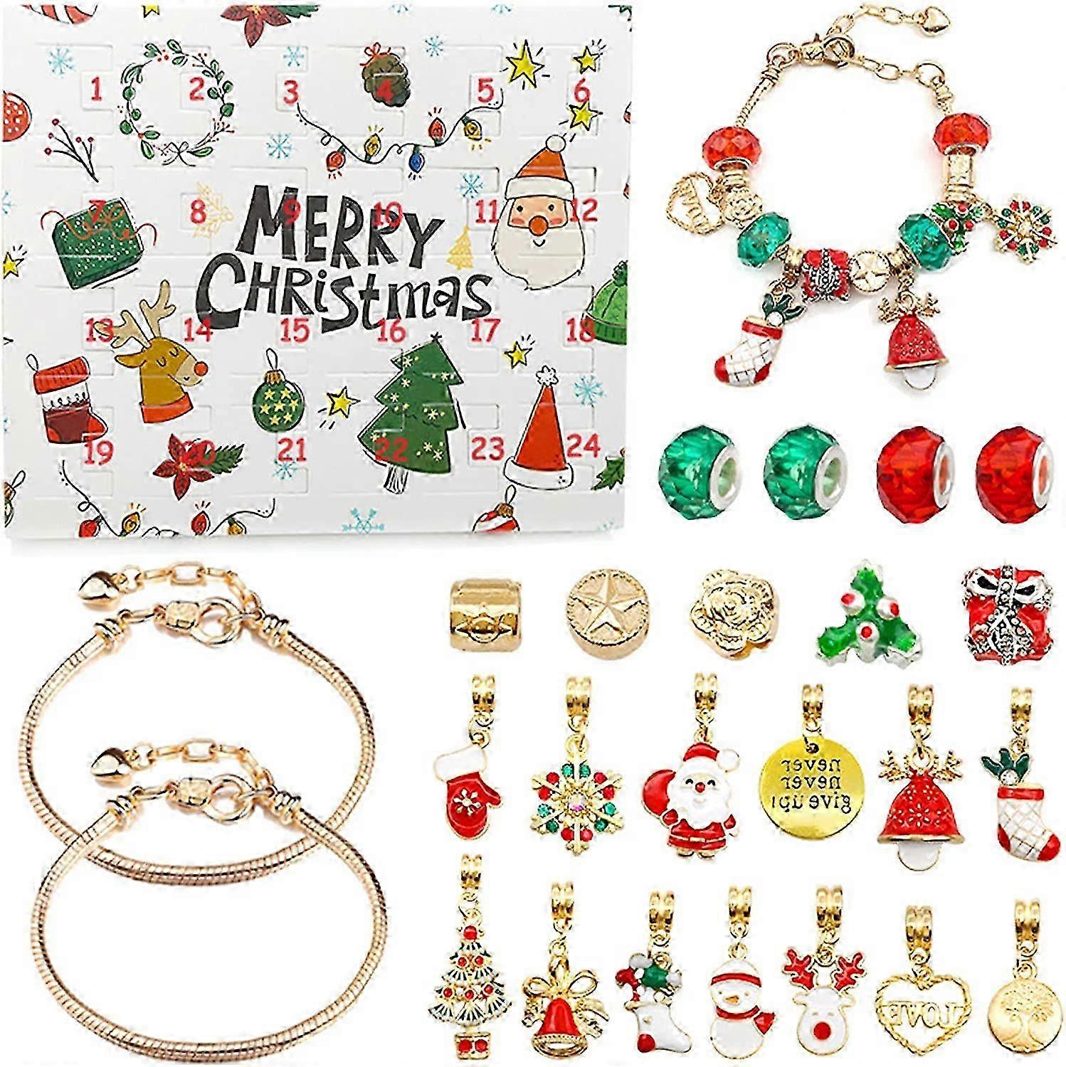 Christmas Advent Calendar for Jewelry Making with Beads Set5. DIY Christmas Bracelet Kit for Countdown Calendar Craft Project