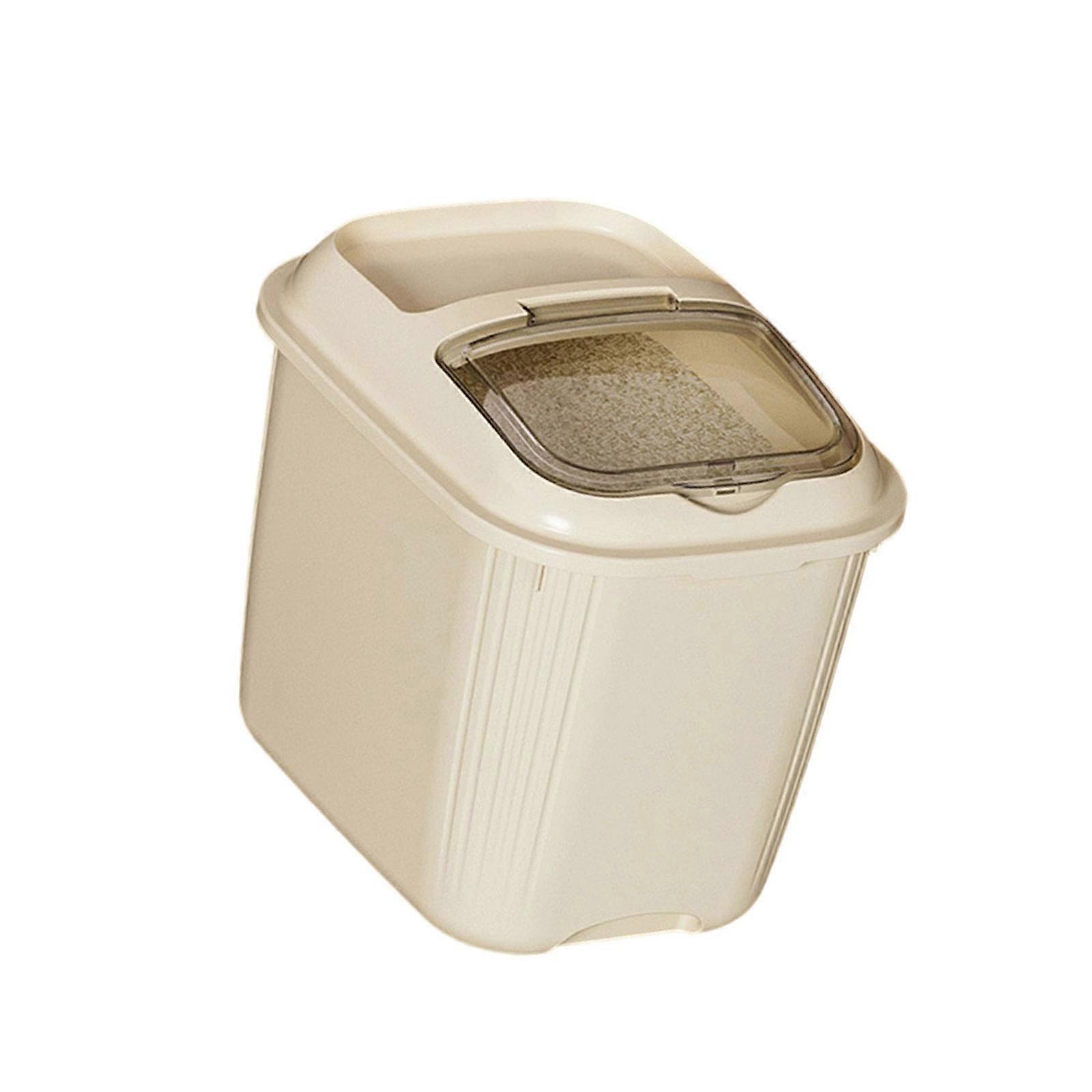 Capacity Control Food Container With Anti Lid Clear Window For Rice Grains Flour  20 catties cream col