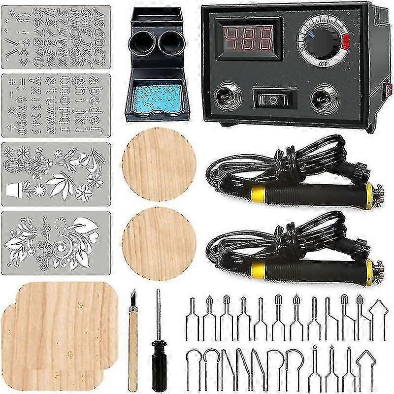 Pyrography Wood Burning Kit Wood Burner Tool Dual Pen 60w Upgraded Adjustable Pyrography Machine