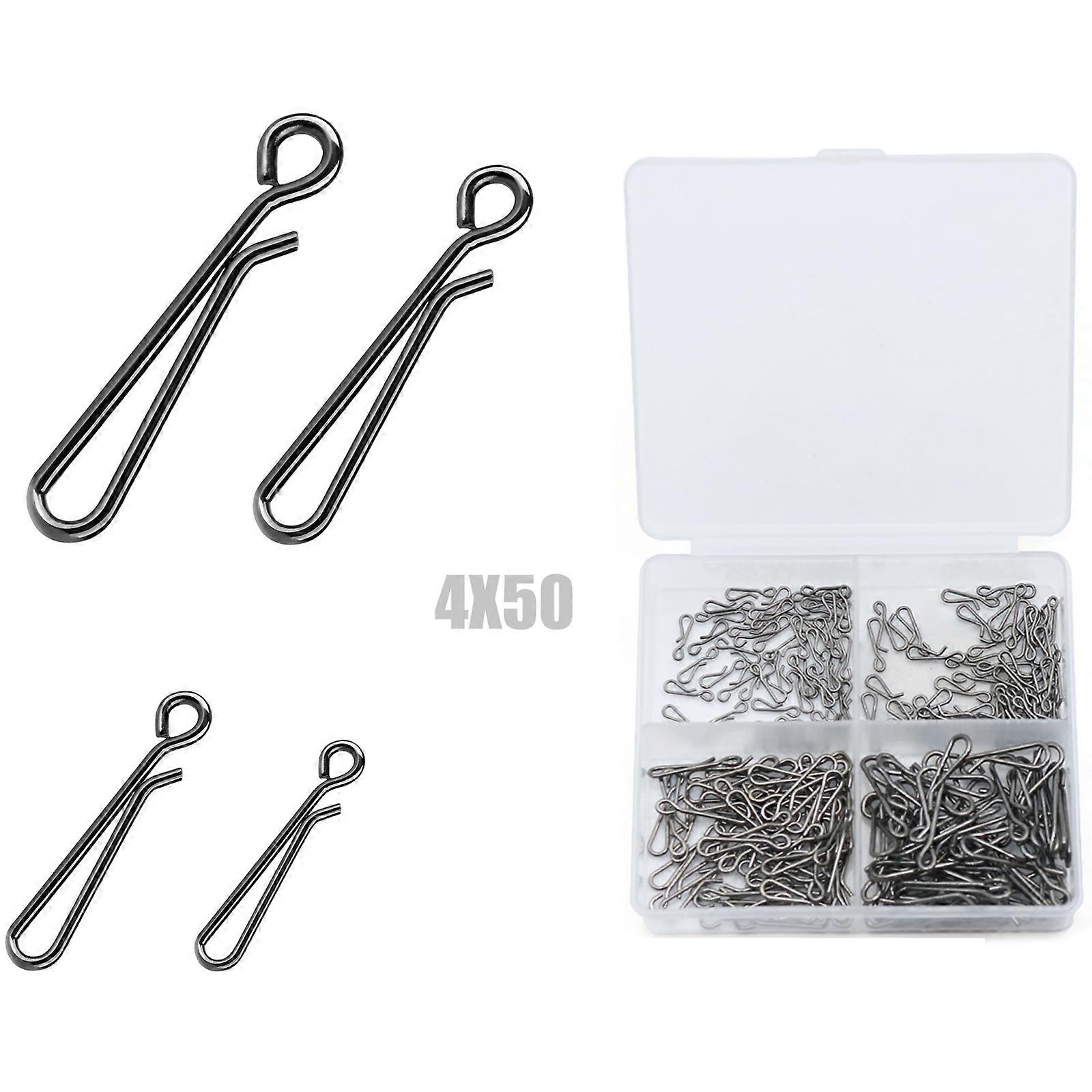 200pcs Rustproof Fishing Connectors 4 Size Secure Locking Design Fast Attachments for Saltwater Freshwater Angling Multicolor