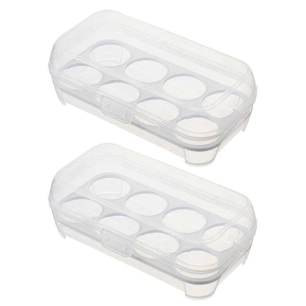 Eease 2Pcs Refrigerator Egg Trays 8 Grids Egg Holder Storage Container Egg Plate