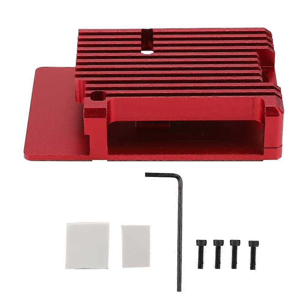 CNC Aluminum Alloy Housing with External Slot Built In Hot Column Enclosure for Raspberry Pi 4(Red )