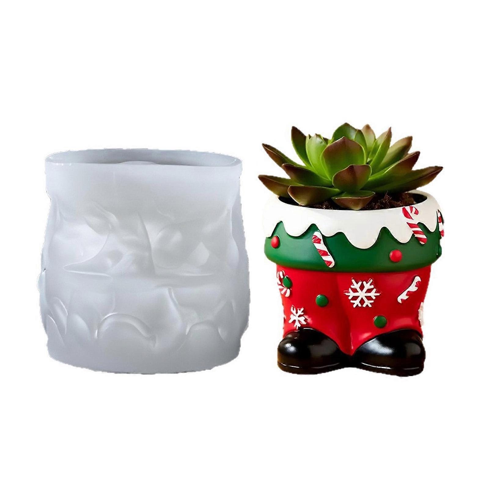 Reusable Silicone Christmas Boot Mould for Craft Cement Resin Casting Textured Planter Candle Holder Multicolor