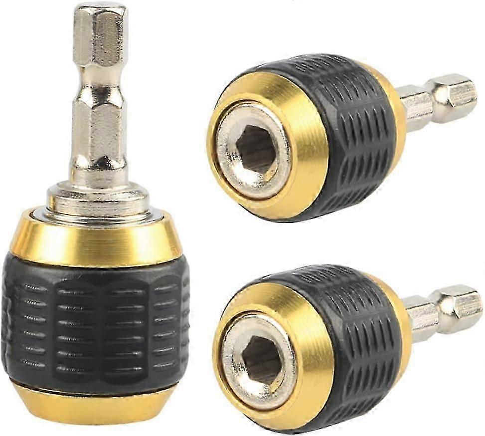 3-Piece Universal 1/4" Hex Grip Drill Chuck Adapter Set for Quick Bit Changes in DIY Projects