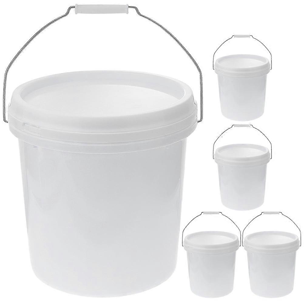 5pcs Plastic Bucket With Handle Water Bucket Portable Lidded Bucket Wash Bucket for Farm 1L