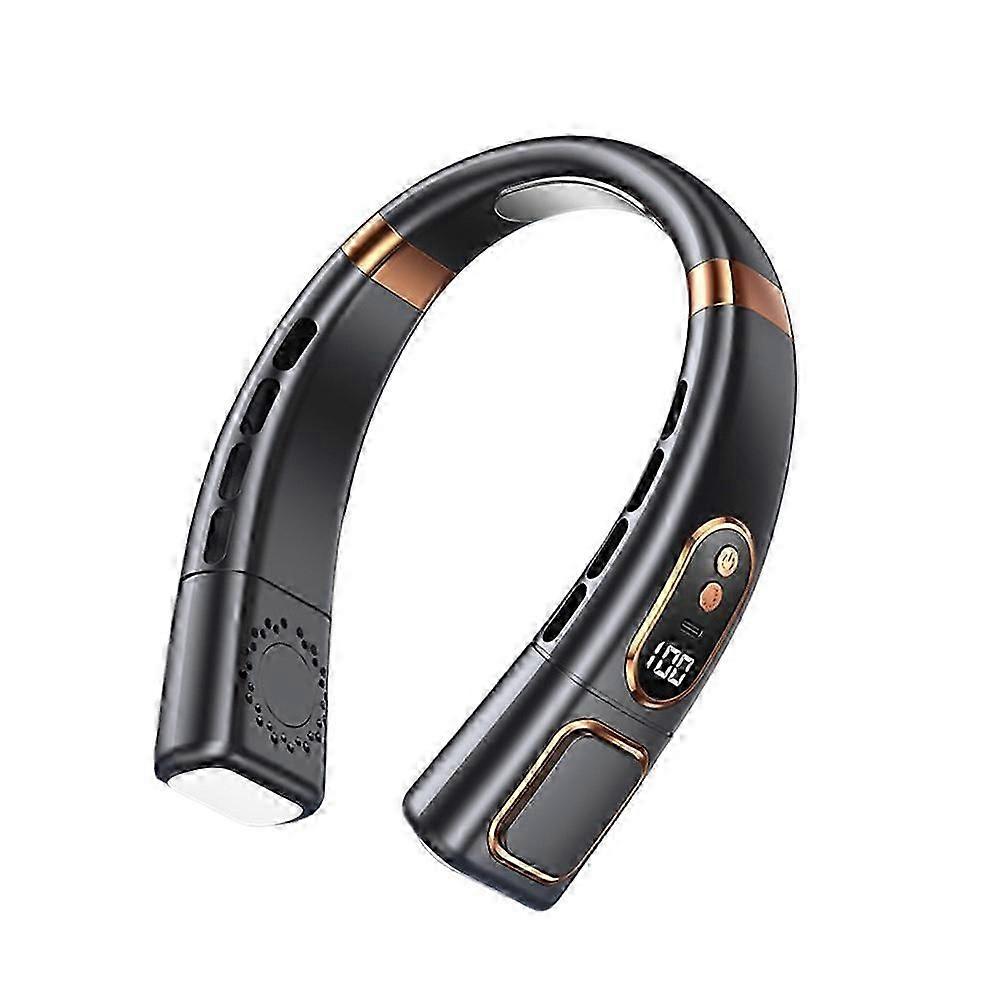 Draagbare nekventilator USB oplaadbare dempende LED digitale display Leafless Mini