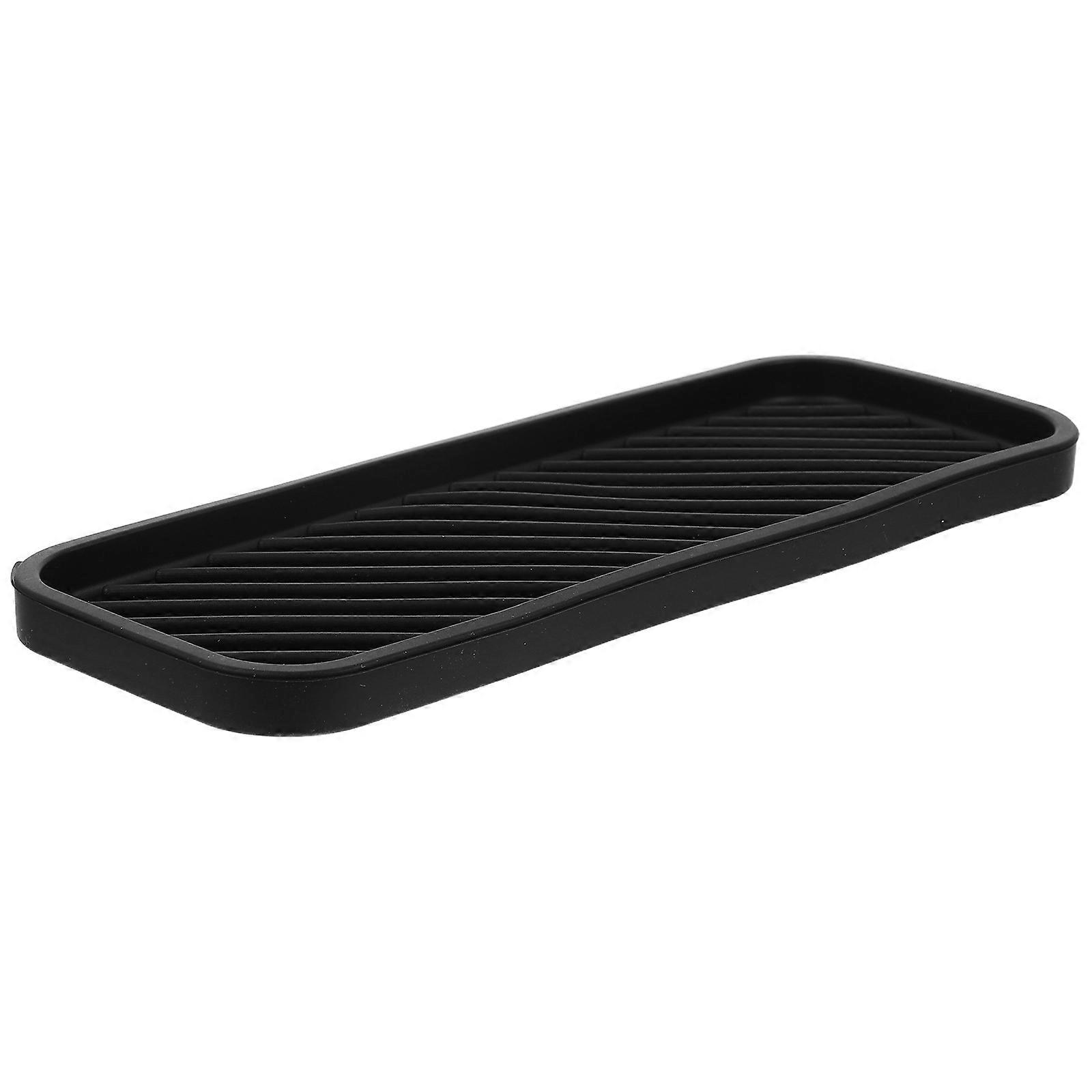 Rectangular Silicone Sink Organizer Tray Ideal For Home Organization In Black Color 1Set