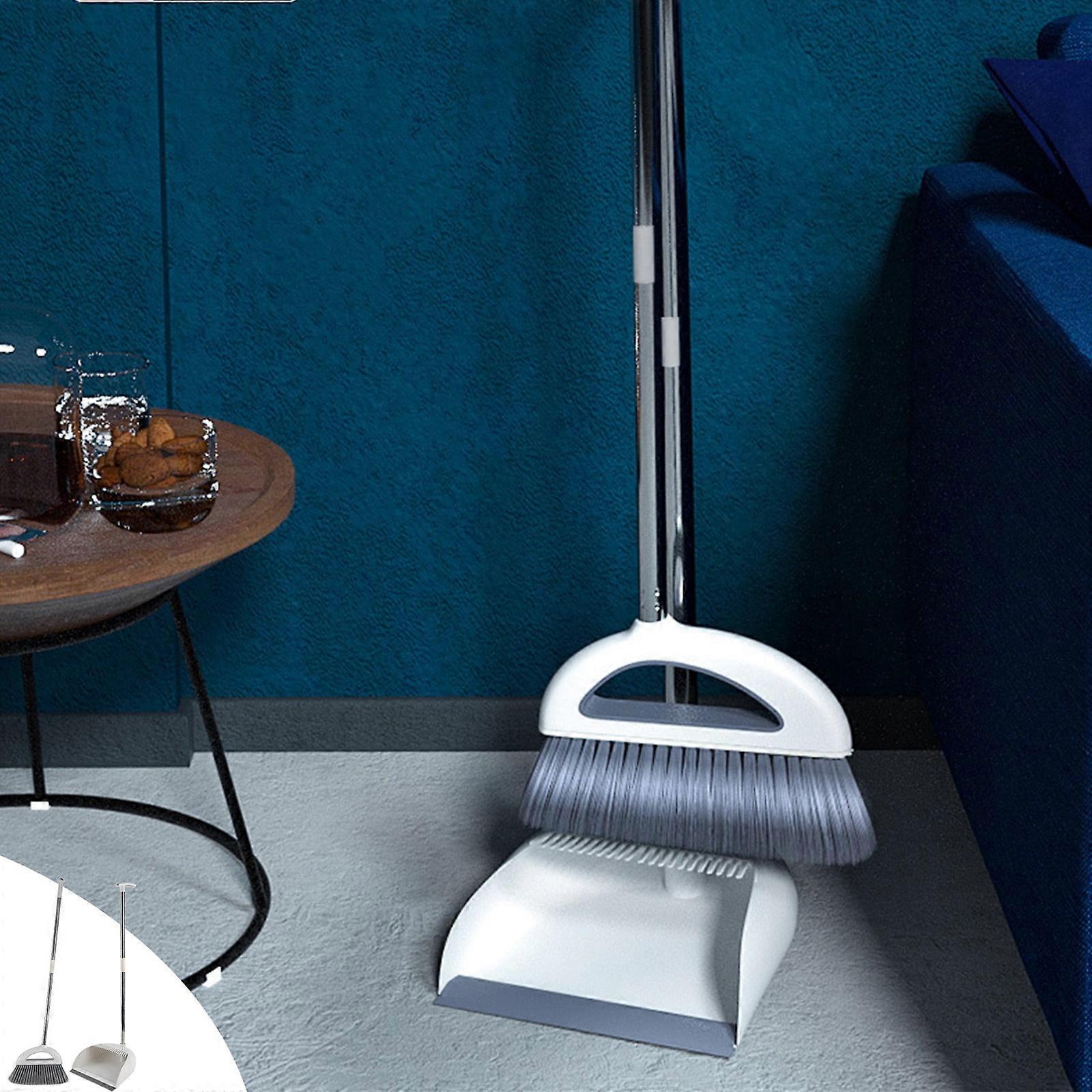 VALSEEL 180° Rotatable Broom & Dustpan Set with Scraping Teeth, Compatible with Home Cleaning Supplies