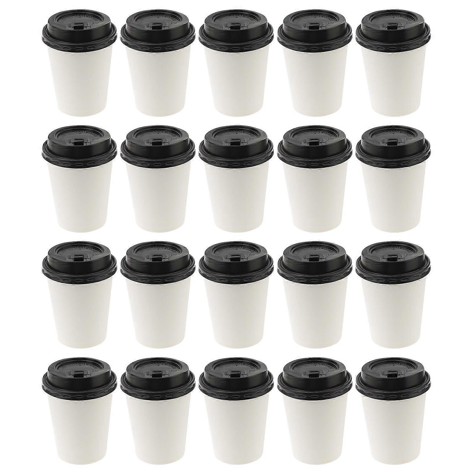 Coffee Paper Cups Disposable with Lid for Drinking Use 50Pcs Insulation Takeaway