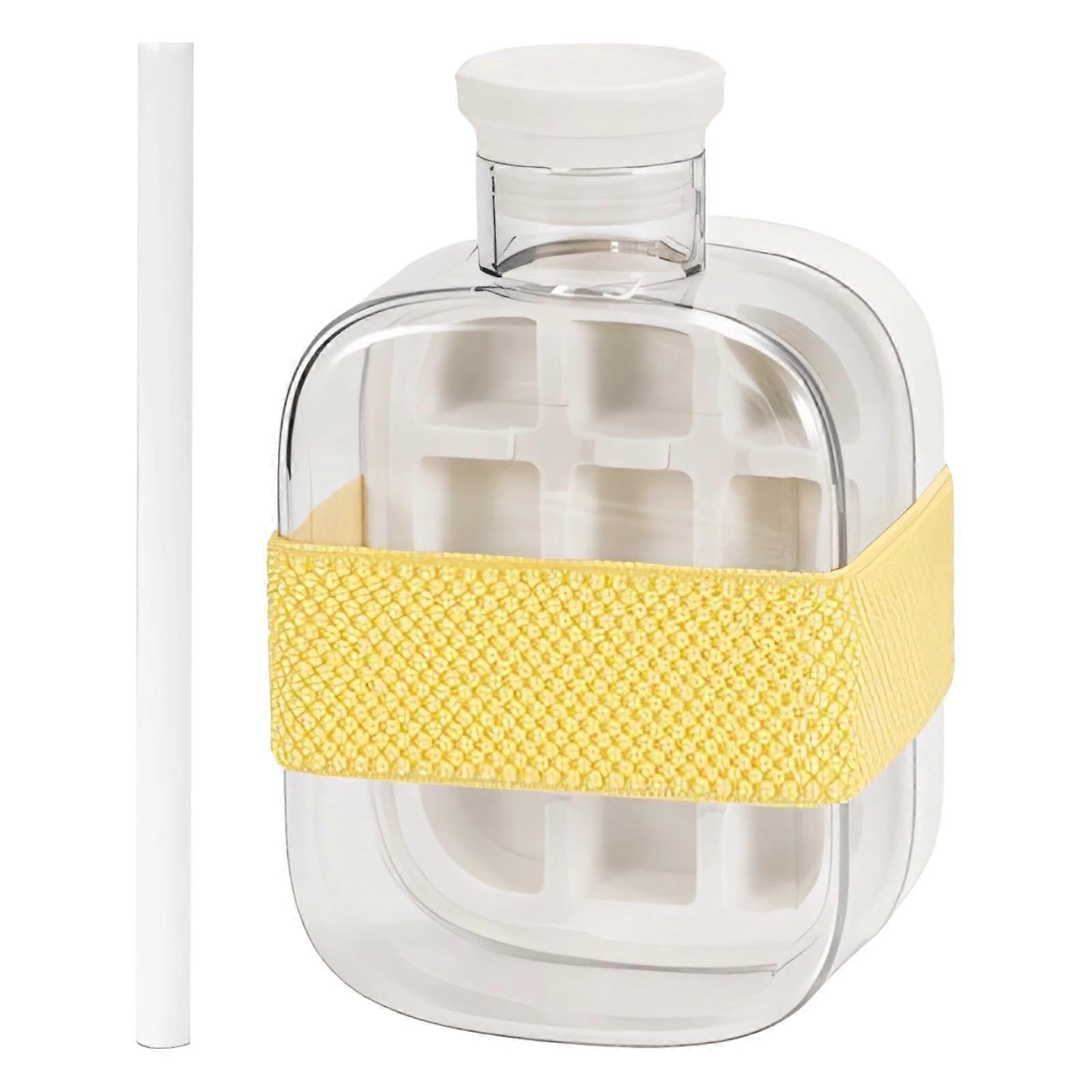 Ice Cube Maker Bottle with Easy OnePress Release, LeakProof Lid, 12 Grid 500ml Travel Ice Tray