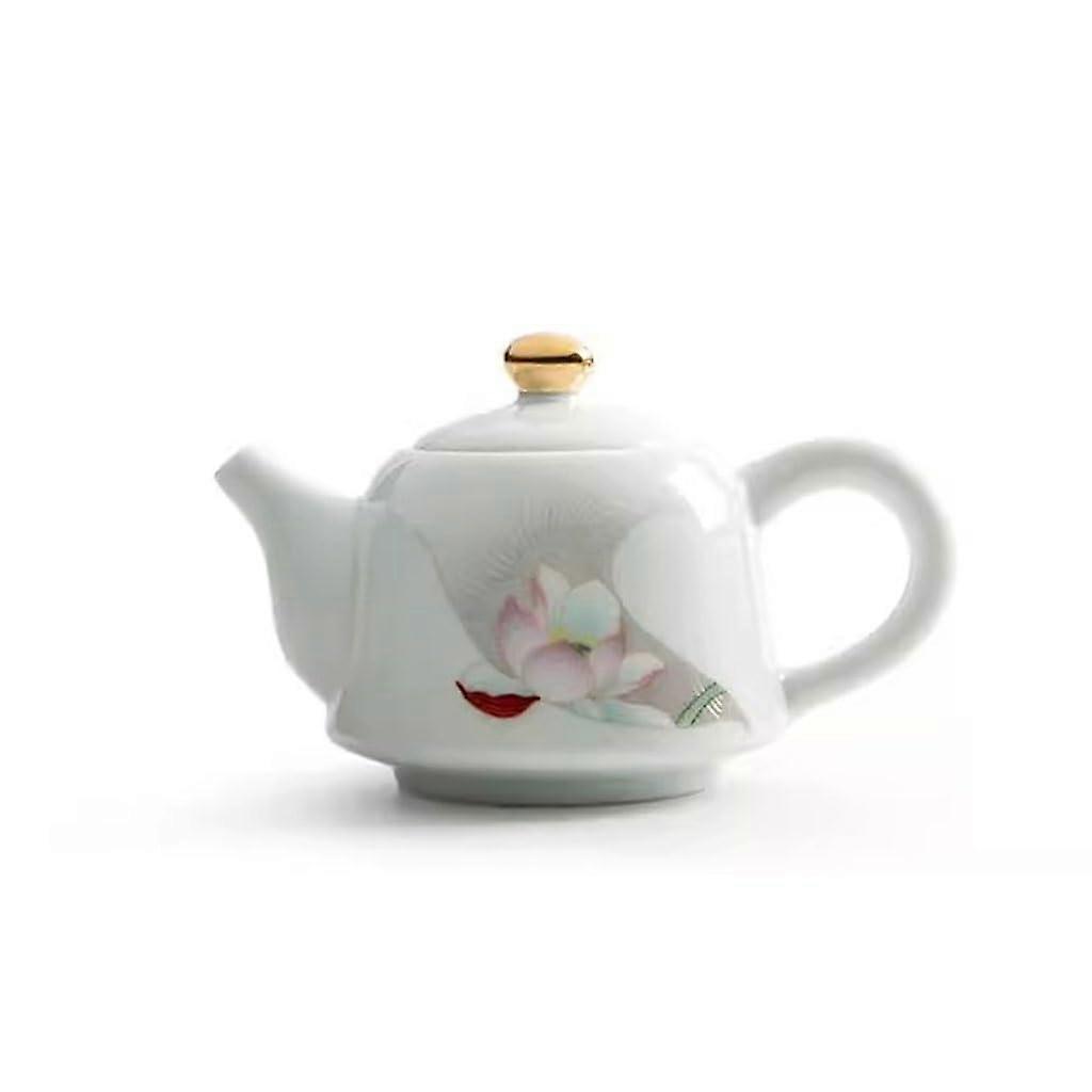 Handcrafted White Ceramic Teapot with Infuser for Kung Fu Green and Black Tea Home Use