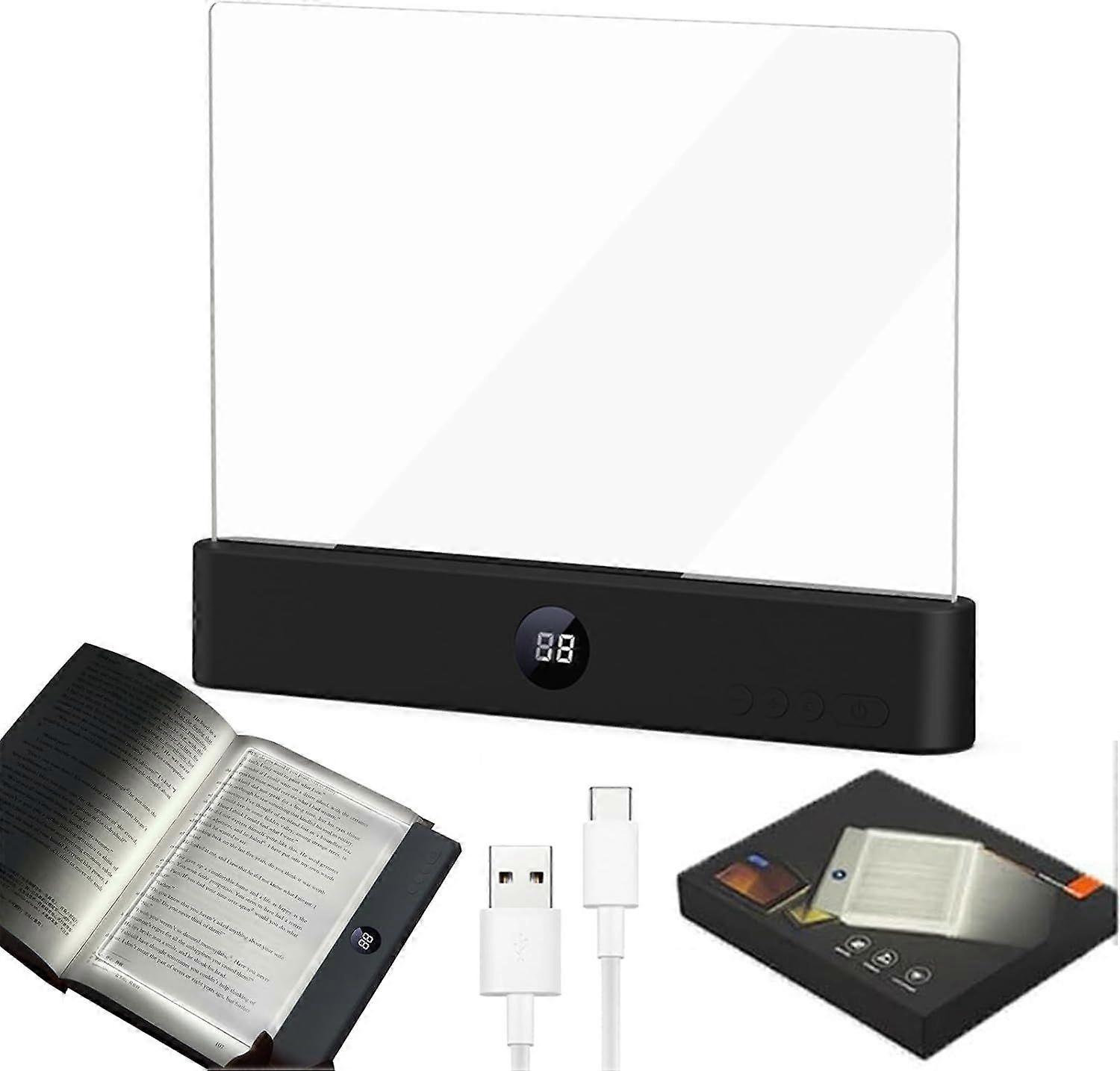 Smart LED Book Light, Rechargeable LED Clear Full Page Reading Light with 3 Colors & Timer, Dimmable Clear Flat Reading Light, Reading Lamp Book Light