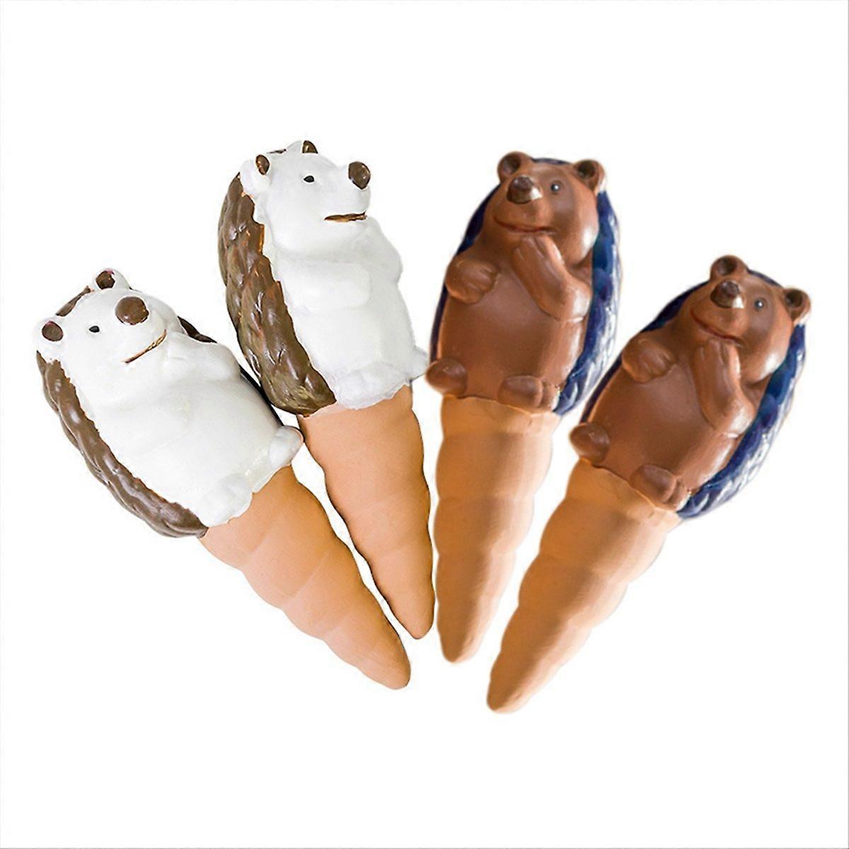 4 Pack Self Watering Spikes Cute Hedgehog Shape Terracotta