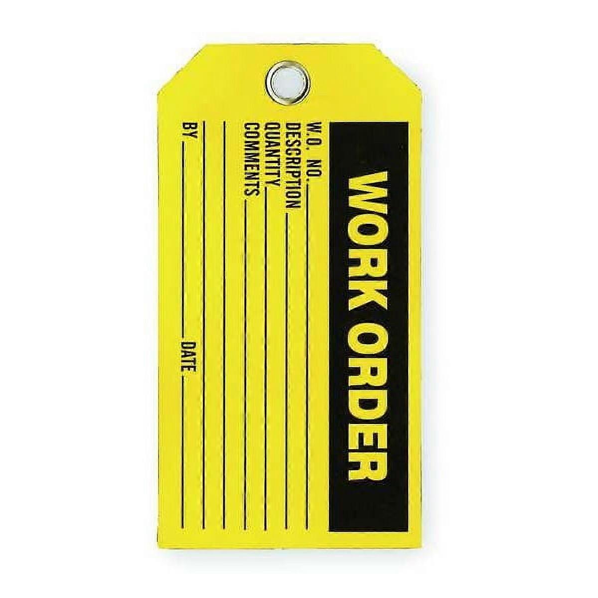 ZORO SELECT 2RMV2 Work Ord Tag,3 x 5-3/4 In,Bk/Yel,PK100