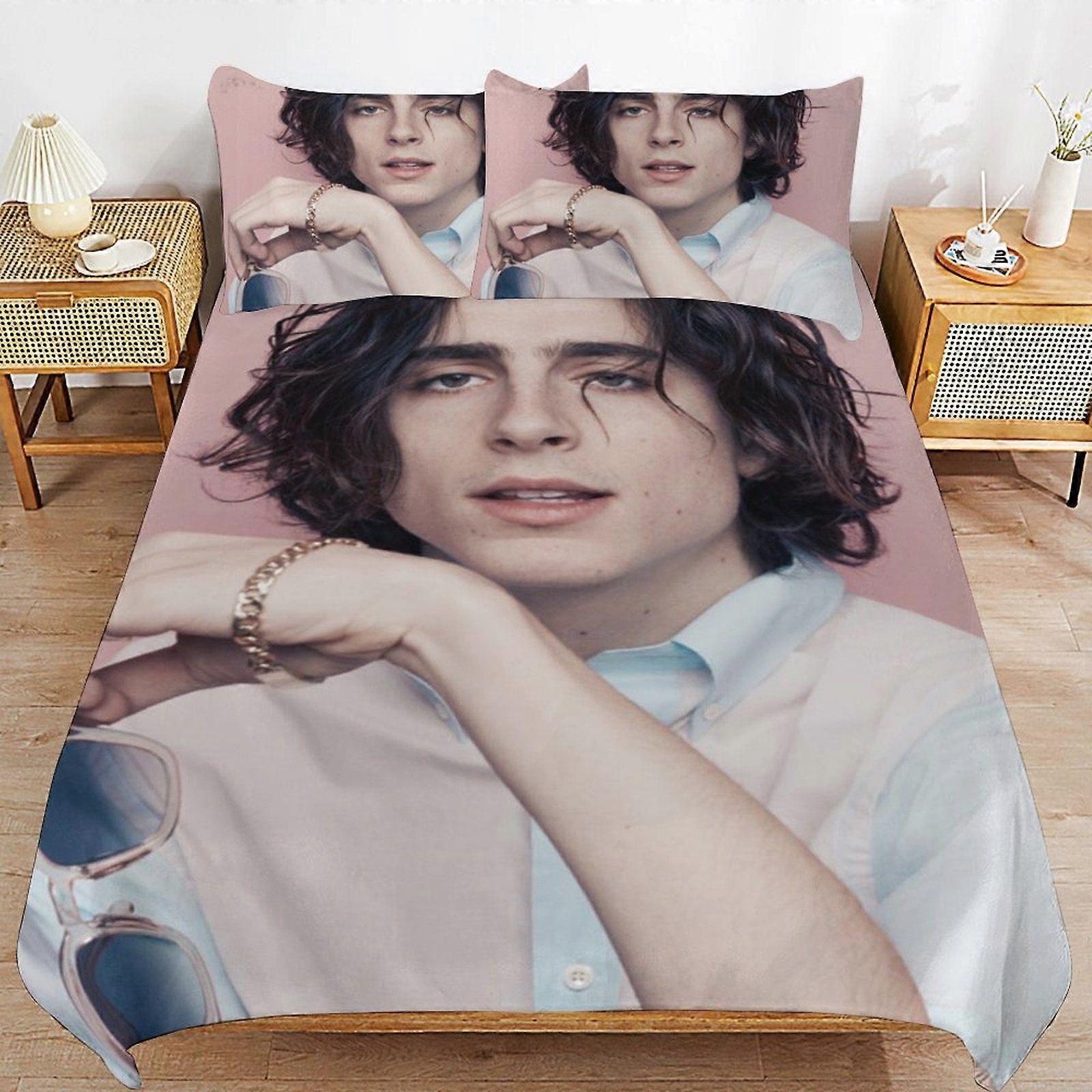 1642XB Timothe Chalamet Complete Bed Solution Long Thread Use Durable Zip Soft Touch Duvet Cover Sets Practicality KL1642