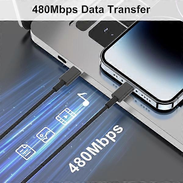 2-Pack USB-C to Lightning 3M (compatible with iPhone/compatible with AirPods charging cable) BLACK