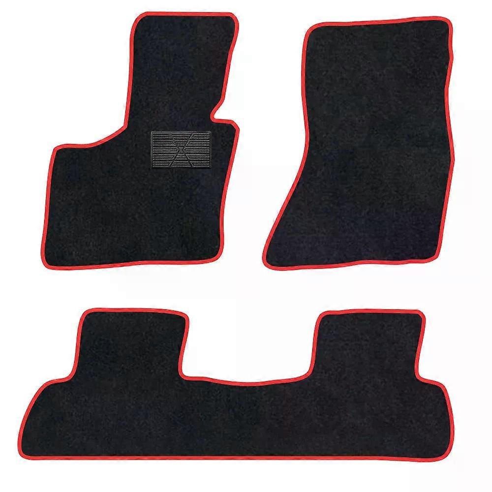 Car Floor Mat For Bmw X5 20132018 F15/F85  Polyester suede Anti Slip black Backing red Binding Trim Edge