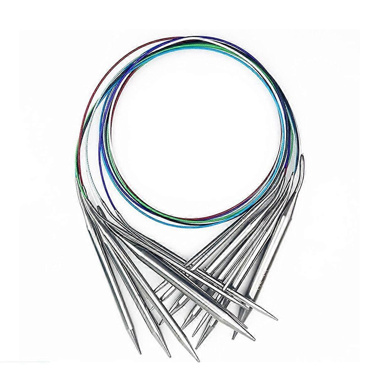 Circular Knitting Needles Set, 2.0 mm - 10.0 mm/US0 - US15, 14-Piece Set of Long Knitting Needles, 8