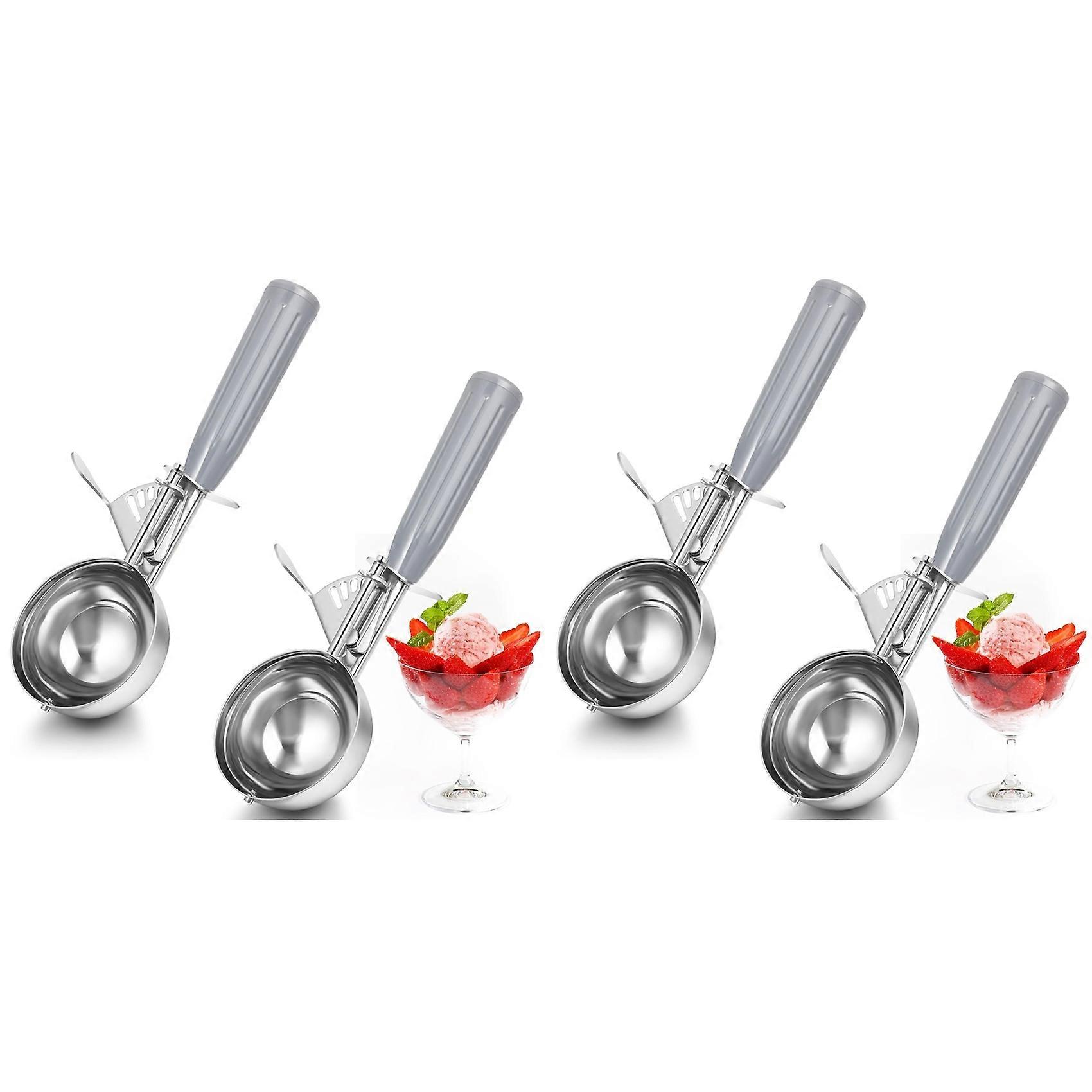4Pcs 4oz Release Cookie Scoops Ice Cream Scooper with Trigger Release Portion Scoop Stainless Steel for Portion Control