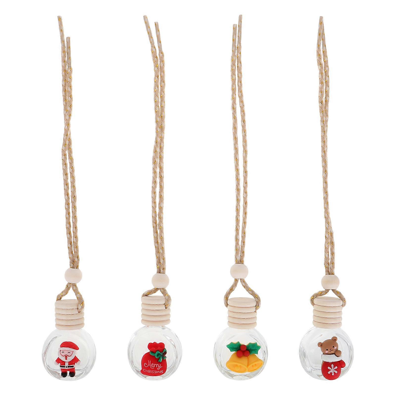 Christmas Car Diffuser Bottles with Cute Design for Aromatherapy in Car Glass Essential Oil Bottle Assorted Pieces