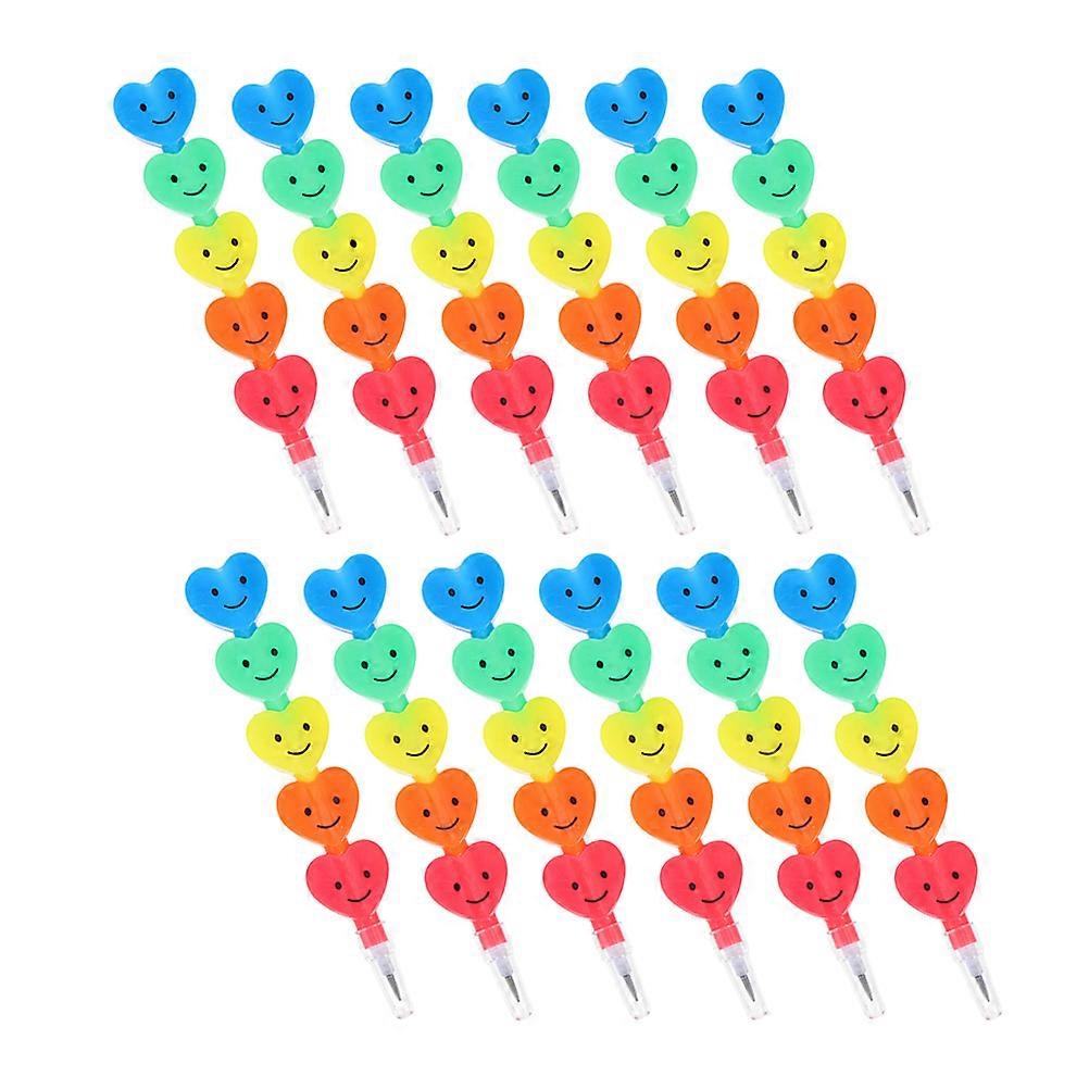 Heart Shaped Writing Pencils for Kids 12Pcs Stackable Plastic Classroom Supplies