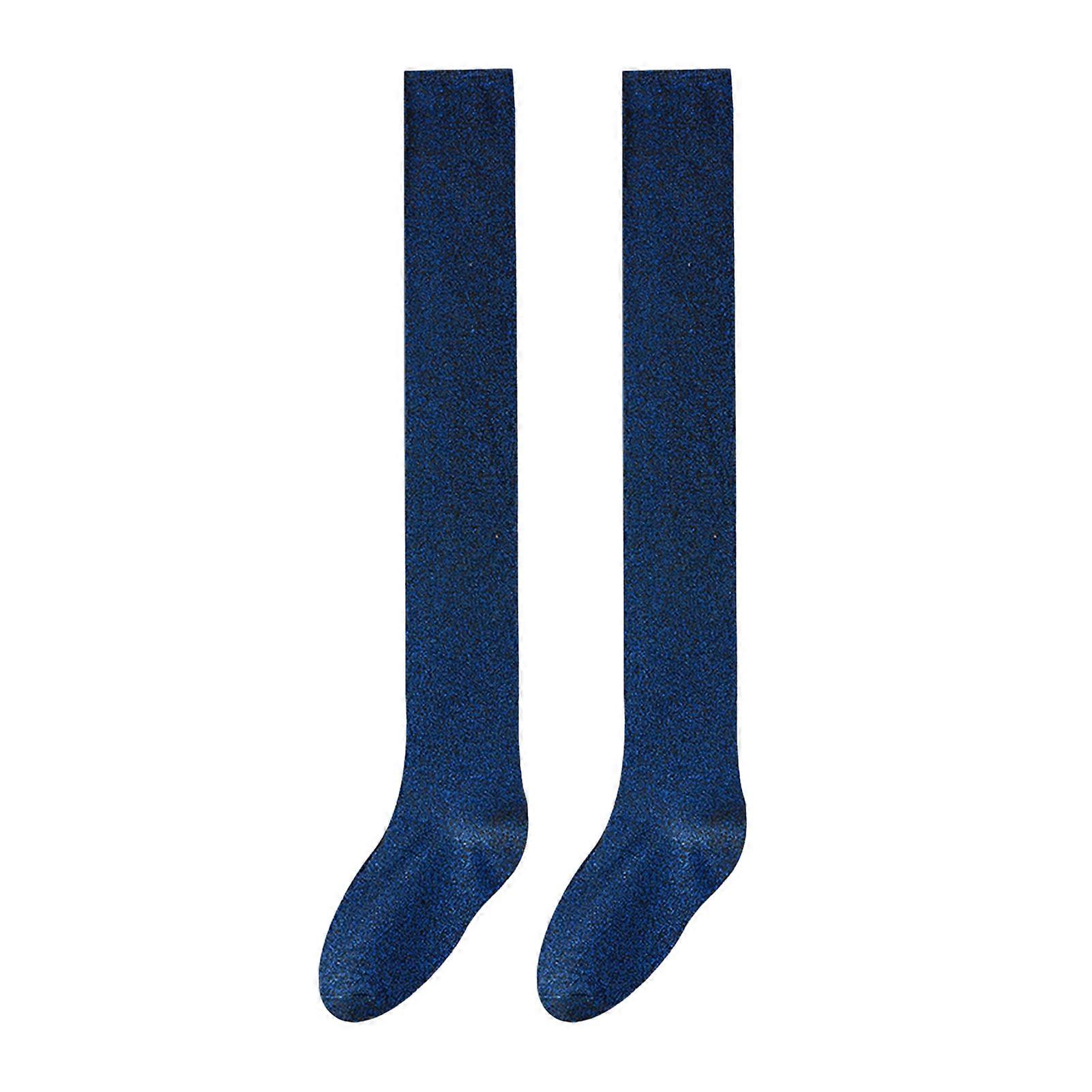1 Pair Over-the-Knee Socks Solid Color Glitter Socks Breathable Comfortable Elastic Solid Color
