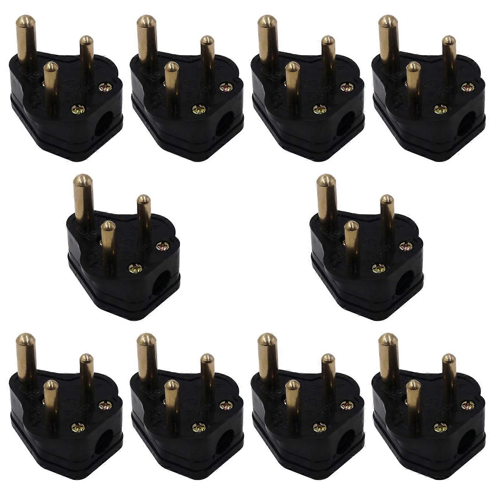 South Africa 5A Round Pin Power Plug with Detachable Wiring and Compact ThreePin Design – Pack of 10