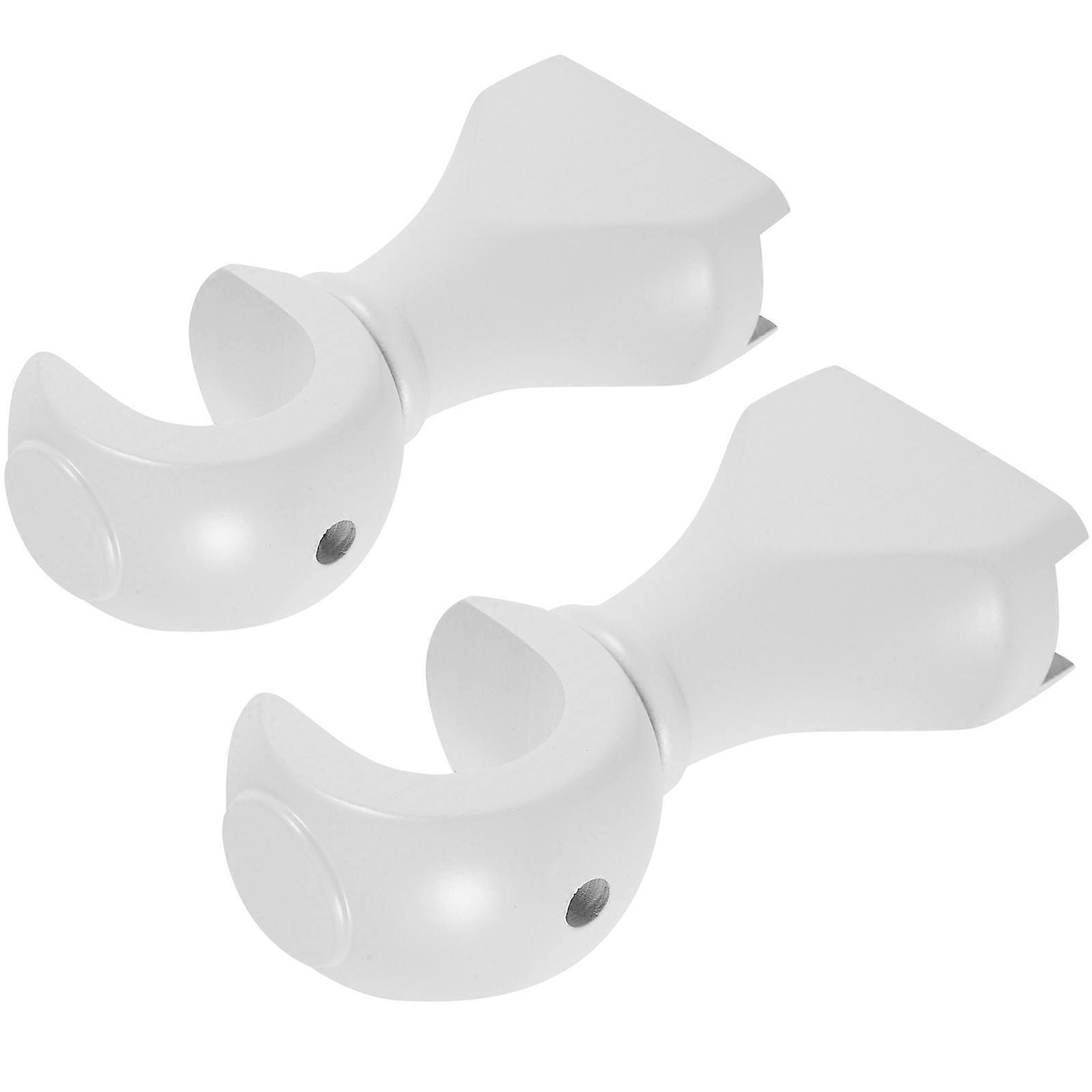 White Wood Curtain Rod Bracket Support Holders for Window Rod 2Pcs Set