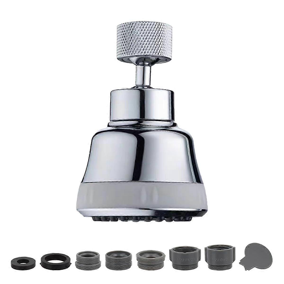 Kitchen Faucet Sprayer with 4 Modes and 360° Swivel, Universal Faucet Aerator Replacement, Silver Diamond
