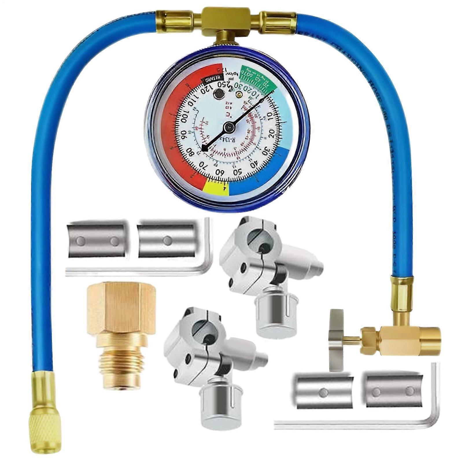 AC Recharge Kit with Accurate Pressure Gauge, Leakproof Hose for Car Air Conditioning Maintenance