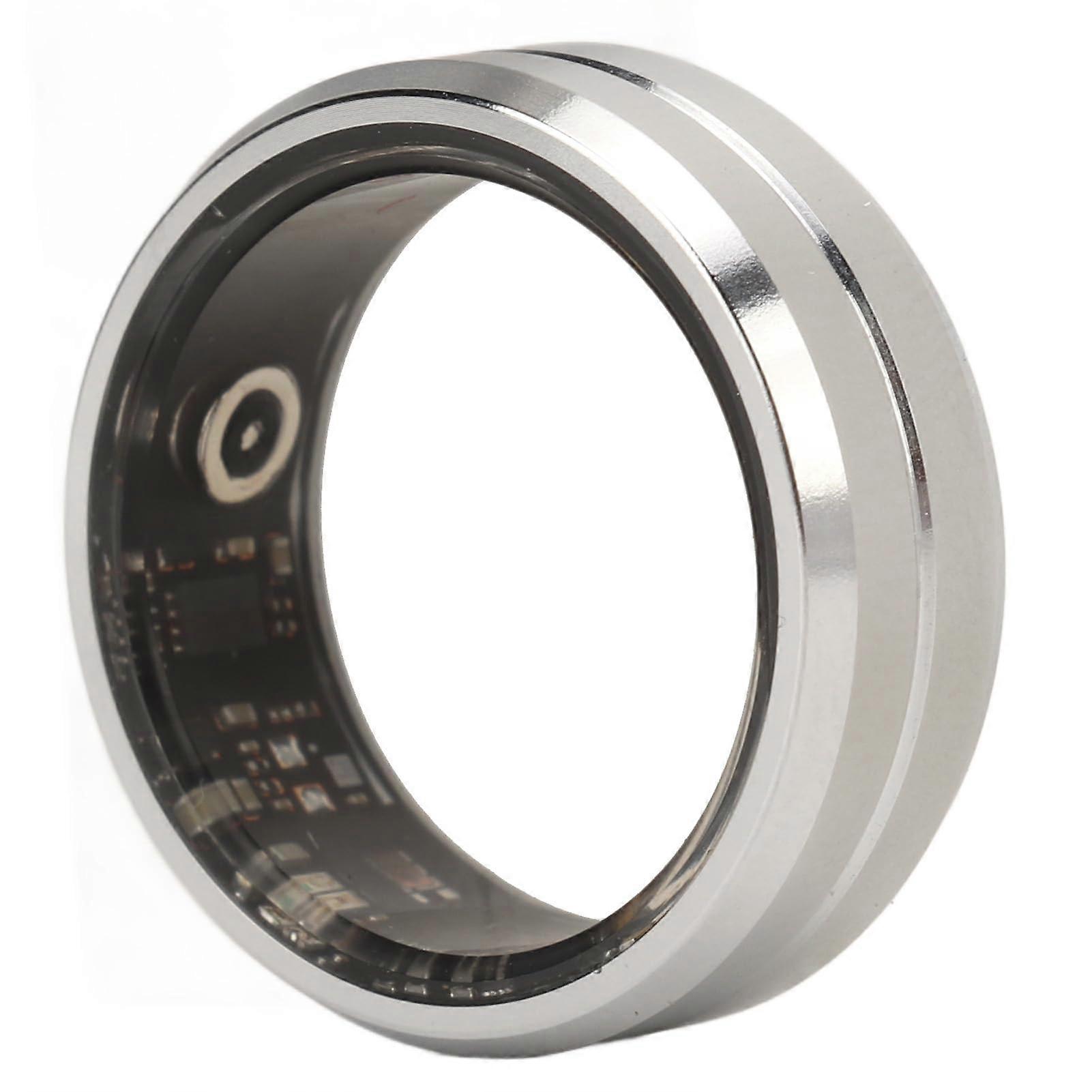 Smart Ring for Fitness and Sleep Tracking, IP68 Waterproof Health Monitoring with Heart Rate and Step Counter, Silver Size 10