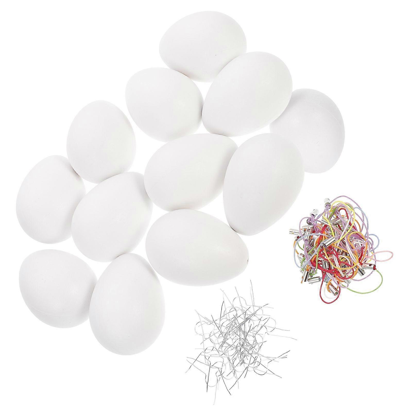 Plastic Egg Pendants DIY Easter Eggs Decoration with Hanging Rope 100Sets